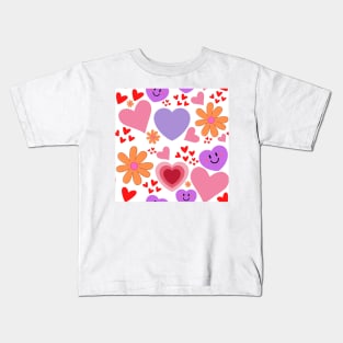 Happy Hearts and Flowers Kids T-Shirt